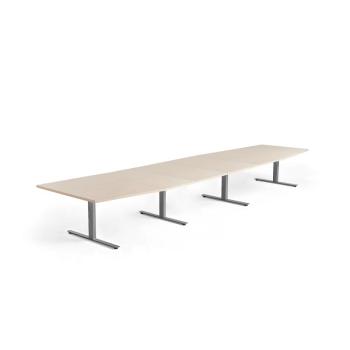Rokovací stôl MODULUS, 5600x1200 mm, T-rám, strieborná, breza obrázok