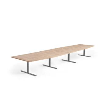 Rokovací stôl MODULUS, 5600x1200 mm, T-rám, strieborná, dub obrázok