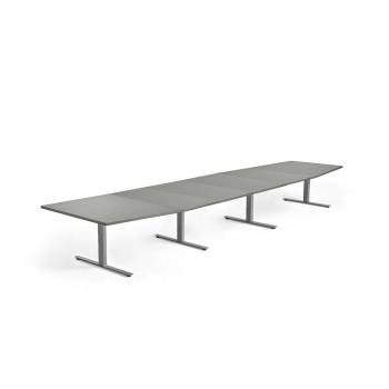Rokovací stôl MODULUS, 5600x1200 mm, T-rám, strieborná, svetlošedá obrázok