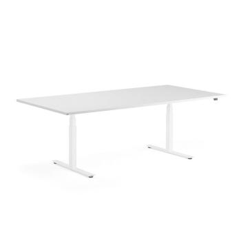 Rokovací výškovo nastaviteľný stôl MODULUS, 2400x1200 mm, biela/biela obrázok
