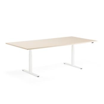 Rokovací výškovo nastaviteľný stôl MODULUS, 2400x1200 mm, biela/breza obrázok