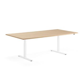 Rokovací výškovo nastaviteľný stôl MODULUS, 2400x1200 mm, biela/dub obrázok