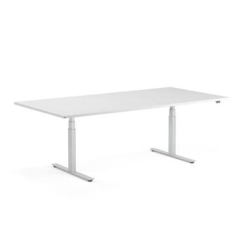 Rokovací výškovo nastaviteľný stôl MODULUS, 2400x1200 mm, strieborná/biela obrázok