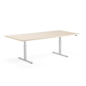 Rokovací výškovo nastaviteľný stôl MODULUS, 2400x1200 mm, strieborná/breza obrázok