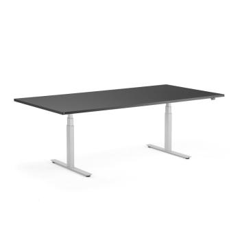 Rokovací výškovo nastaviteľný stôl MODULUS, 2400x1200 mm, strieborná/čierna obrázok