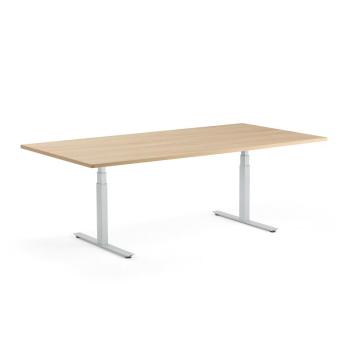 Rokovací výškovo nastaviteľný stôl MODULUS, 2400x1200 mm, strieborná/dub obrázok