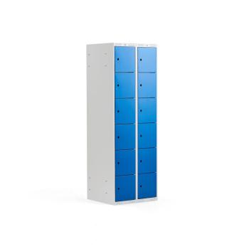 Šatníková skriňa, 12 dverová/2 sekcie, Š 600 x H 550 x V 1740 mm, sivá/modr obrázok