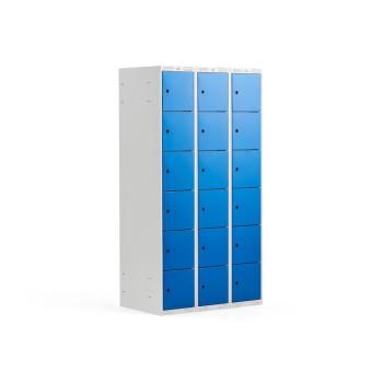 Šatníková skriňa, 18 dverová/3 sekcie, Š 900 x H 550 x V 1740 mm, sivá/modr obrázok
