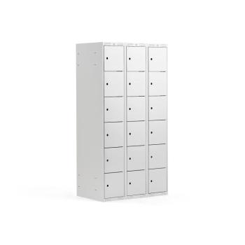 Šatníková skriňa, 18 dverová/3 sekcie, Š 900 x H 550 x V 1740 mm, sivá/sivá obrázok