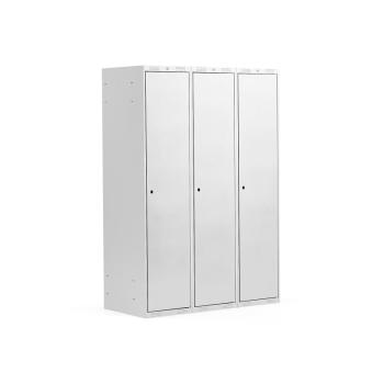 Šatňová skrinka CLASSIC, 3 sekcie, 1740x1200x550 mm, šedá obrázok
