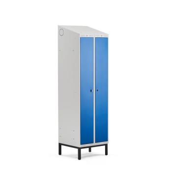 Šatňová skrinka CLASSIC COMBO, na nožičkách, 2 dvere, 2100x600x550mm, modrá obrázok
