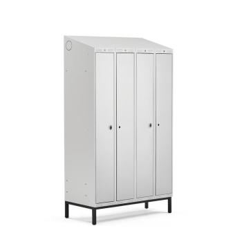 Šatňová skrinka CLASSIC COMBO, na nožičkách, 4 dvere, 2100x1200x550mm, šedá obrázok