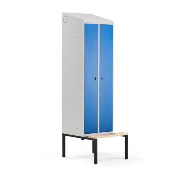 Šatňová skrinka CLASSIC COMBO, s lavičkou, 2 dvere, 2290x600x550 mm, modrá obrázok