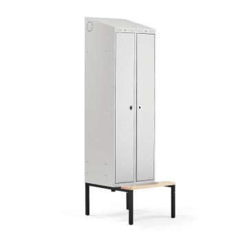 Šatňová skrinka CLASSIC COMBO, s lavičkou, 2 dvere, 2290x600x550 mm, šedá obrázok