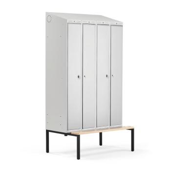 Šatňová skrinka CLASSIC COMBO, s lavičkou, 4 dvere, 2290x1200x550 mm, šedá obrázok