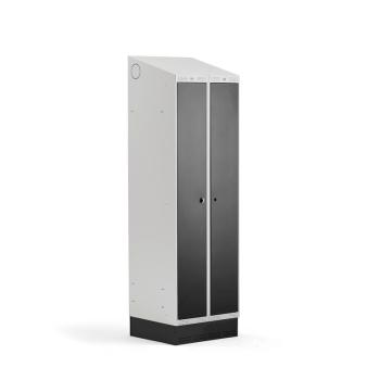 Šatňová skrinka CLASSIC COMBO, so soklom, 2 dvere, 2050x600x550 mm, čierna obrázok