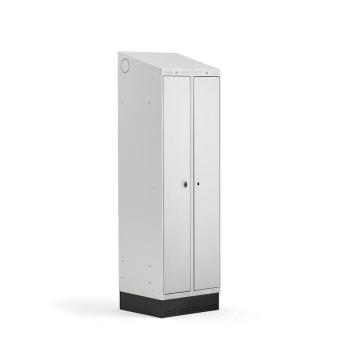 Šatňová skrinka CLASSIC COMBO, so soklom, 2 dvere, 2050x600x550 mm, šedá obrázok
