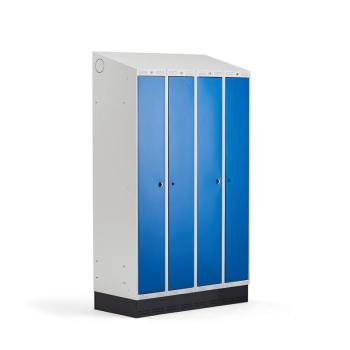 Šatňová skrinka CLASSIC COMBO, so soklom, 4 dvere, 2050x1200x550 mm, modrá obrázok
