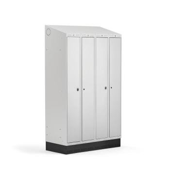 Šatňová skrinka CLASSIC COMBO, so soklom, 4 dvere, 2050x1200x550 mm, šedá obrázok