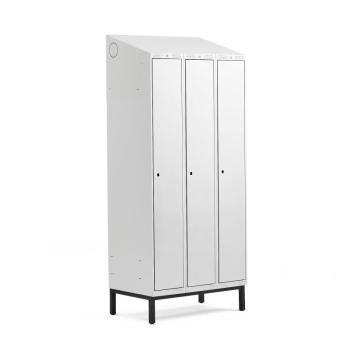 Šatňová skrinka CLASSIC, na nožičkách, 3 sekcie, 2100x900x550 mm, šedá obrázok