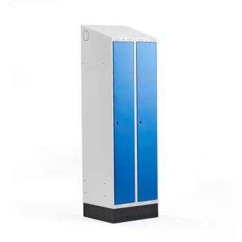 Šatňová skrinka CLASSIC, so soklom, 2 sekcie, 2050x600x550 mm, modrá obrázok