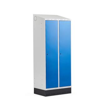 Šatňová skrinka CLASSIC, so soklom, 2 sekcie, 2050x800x550 mm, modrá obrázok