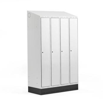 Šatňová skrinka CLASSIC, so soklom, 4 sekcie, 2050x1200x550 mm, šedá obrázok