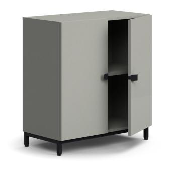 Skriňa QBUS, 1 polica, na nožičkách, s madlom, 868x800x420 mm, čierna, svetlošedá obrázok