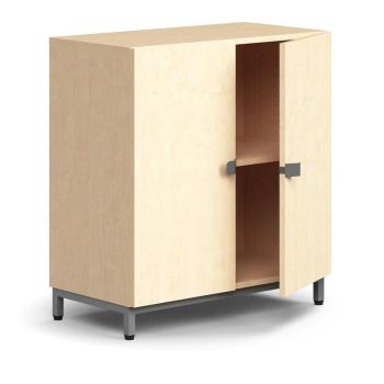 Skriňa QBUS, 1 polica, na nožičkách, s madlom, 868x800x420 mm, strieborná, breza obrázok
