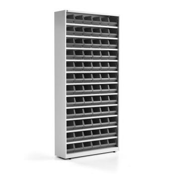 Skriňa s plastovými boxmi, 72 šedých boxov, 2000x950x250 mm obrázok