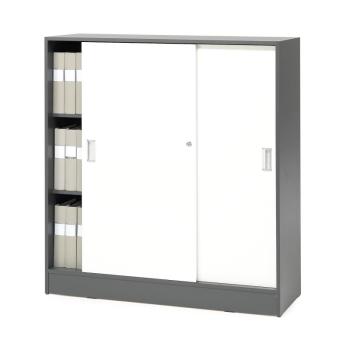 Skriňa s posuvnými dverami FLEXUS, 1325x1200x415 mm, šedá, biela obrázok