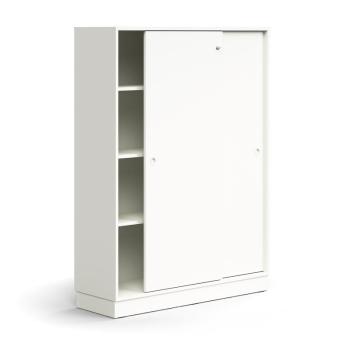 Skriňa s posuvnými dverami QBUS, 3 police, so soklom, s madlom, 1636x1200x400 mm, biela obrázok