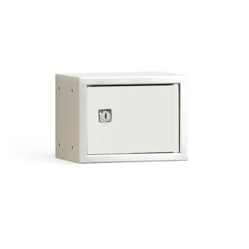 Skrinka na osobné veci CUBE, šedá s bielymi dvierkami, 150x200x150 mm obrázok
