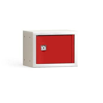 Skrinka na osobné veci CUBE, šedá s červenými dvierkami, 150x200x150 mm obrázok