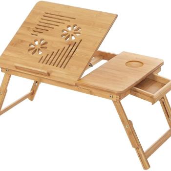 SONGMICS Bambusová podložka pod notebook prírodná 55x35 cm obrázok