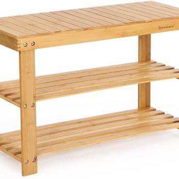 SONGMICS Bambusový botník 3 police prírodný 70x45 cm obrázok