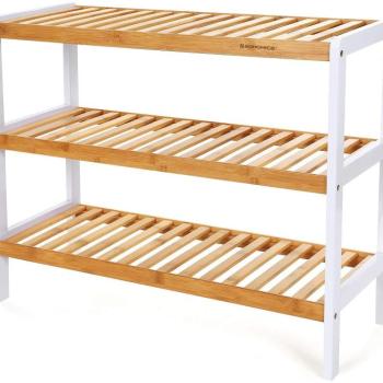 SONGMICS Bambusový botník 3 police prírodný 70x55 cm obrázok