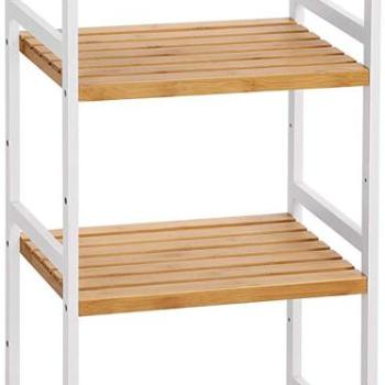SONGMICS Bambusový regál 4 police prírodný - biely 45x110 cm obrázok