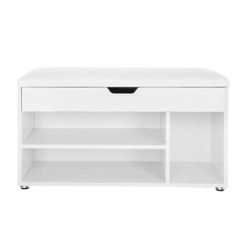 SONGMICS Botník so sedadlom a úložným priestorom biely 80x44 cm obrázok