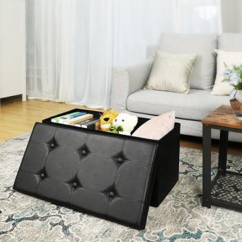 SONGMICS Čalúnený úložný box na pohovku čierny 76 x 38 x 38 cm obrázok
