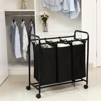 SONGMICS Kôš na bielizeň pojazdný čierny 3 x 44 l obrázok
