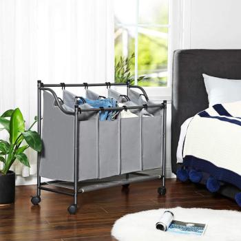 SONGMICS Kôš na bielizeň pojazdný šedý 4 x 35 l obrázok