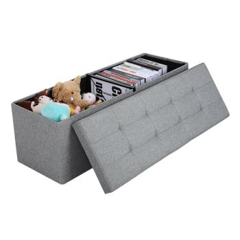 SONGMICS Úložný sedací box čalúnený skladacie 110x38 cm šedý obrázok