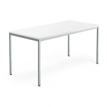 Stôl MODULUS, 1600x800 mm, strieborná konštrukcia, biely obrázok