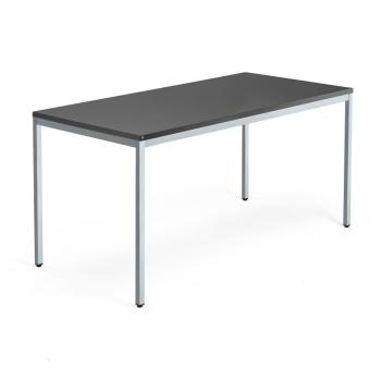 Stôl MODULUS, 1600x800 mm, strieborná konštrukcia, čierny obrázok