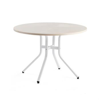 Stôl VARIOUS, Ø1100x740 mm, biela, breza obrázok