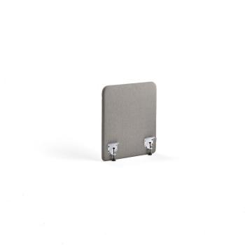 Stolový paraván ZONE, biele svorky, 600x650x36 mm, látka Rivet, striebornošedá obrázok