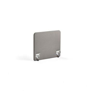 Stolový paraván ZONE, biele svorky, 800x650x36 mm, látka Rivet, striebornošedá obrázok