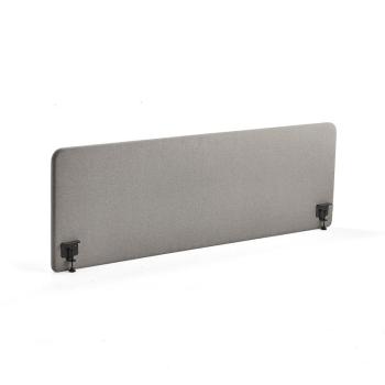 Stolový paraván ZONE, čierne svorky, 2000x650x36 mm, látka Rivet, striebornošedá obrázok