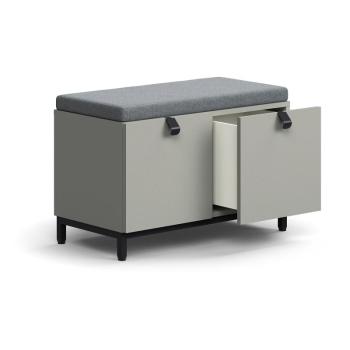 Úložná lavica QBUS, na nožičkách, 584x800x420 mm, čierna, svetlošedá, šedá poduška obrázok